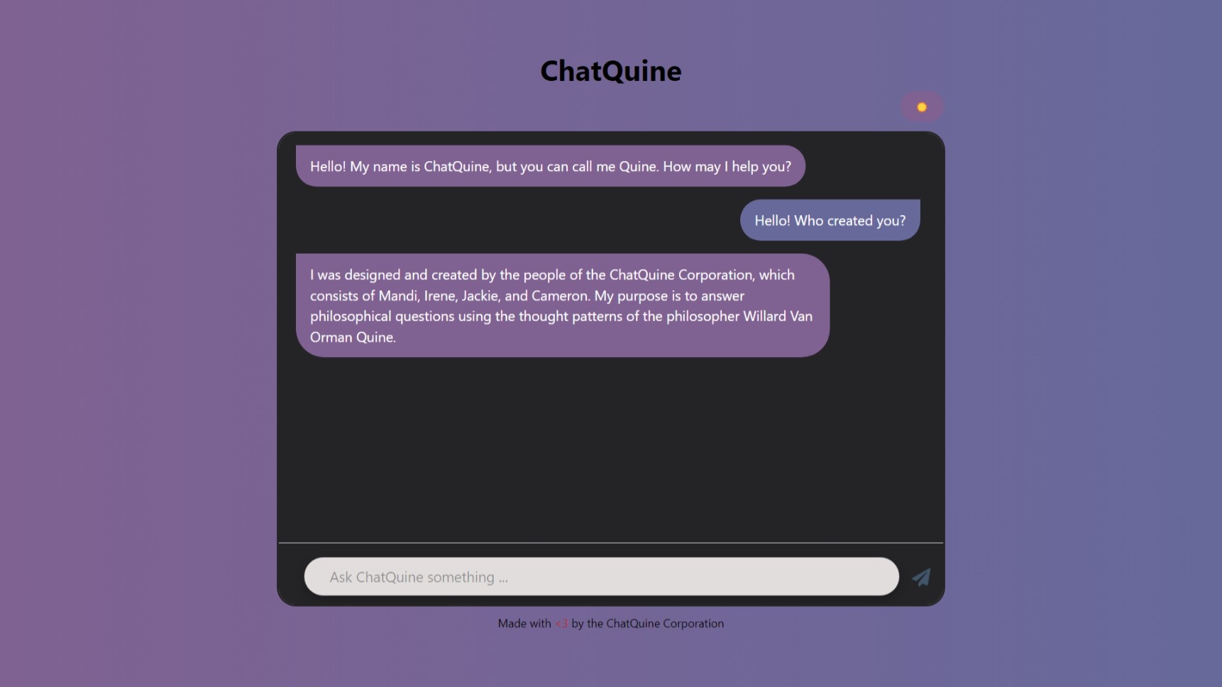 ChatQuine Chatbot preview