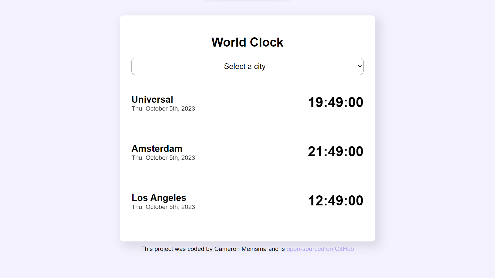 World clock app preview